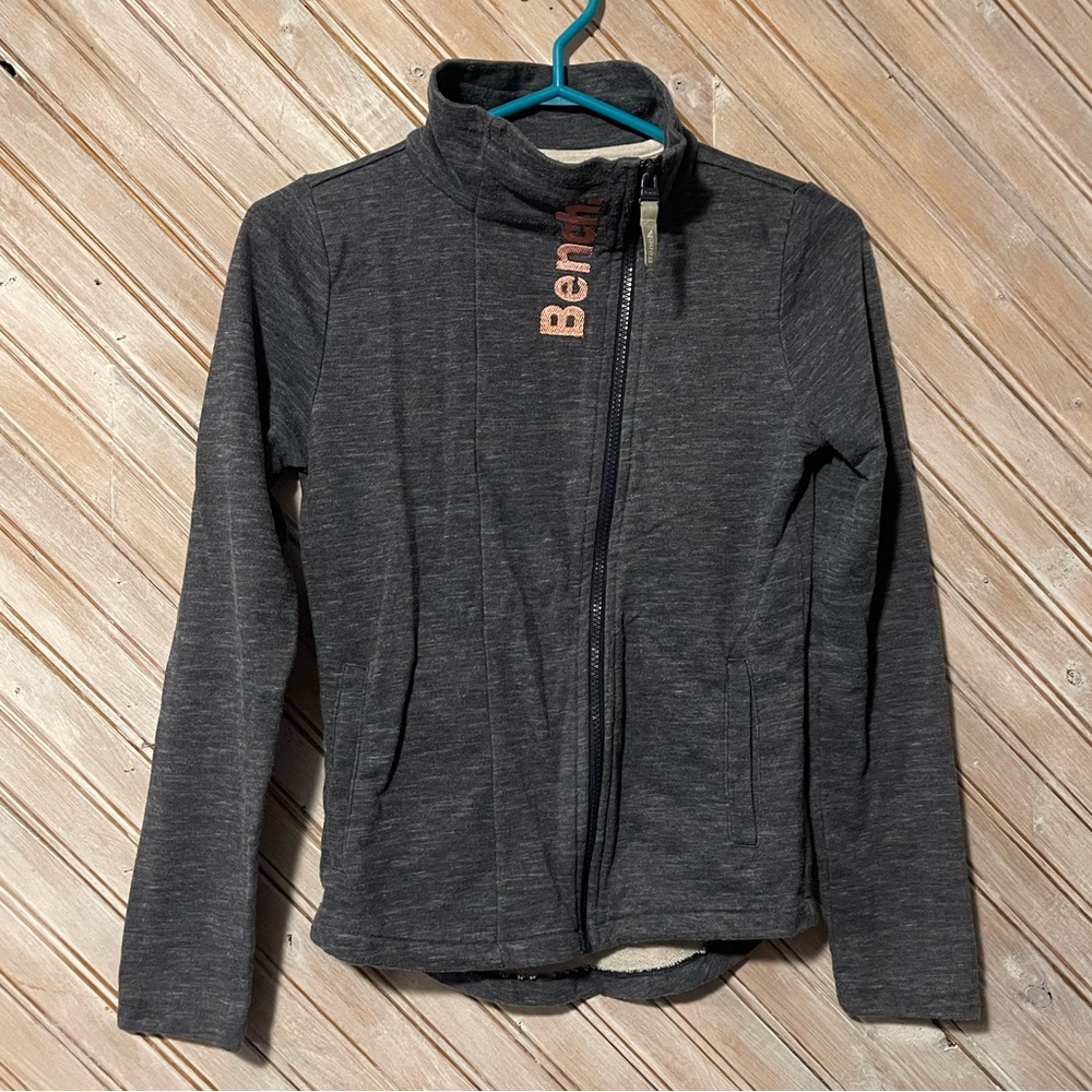 Bench blue & pink embroidered logo full zipper sweater turtle neck style top